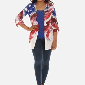 American Flag Print Button-Down Shirt for Women